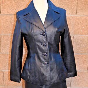 Womens Wilsons Leather Pants Suit Jacket Black Vintage 90s Y2K